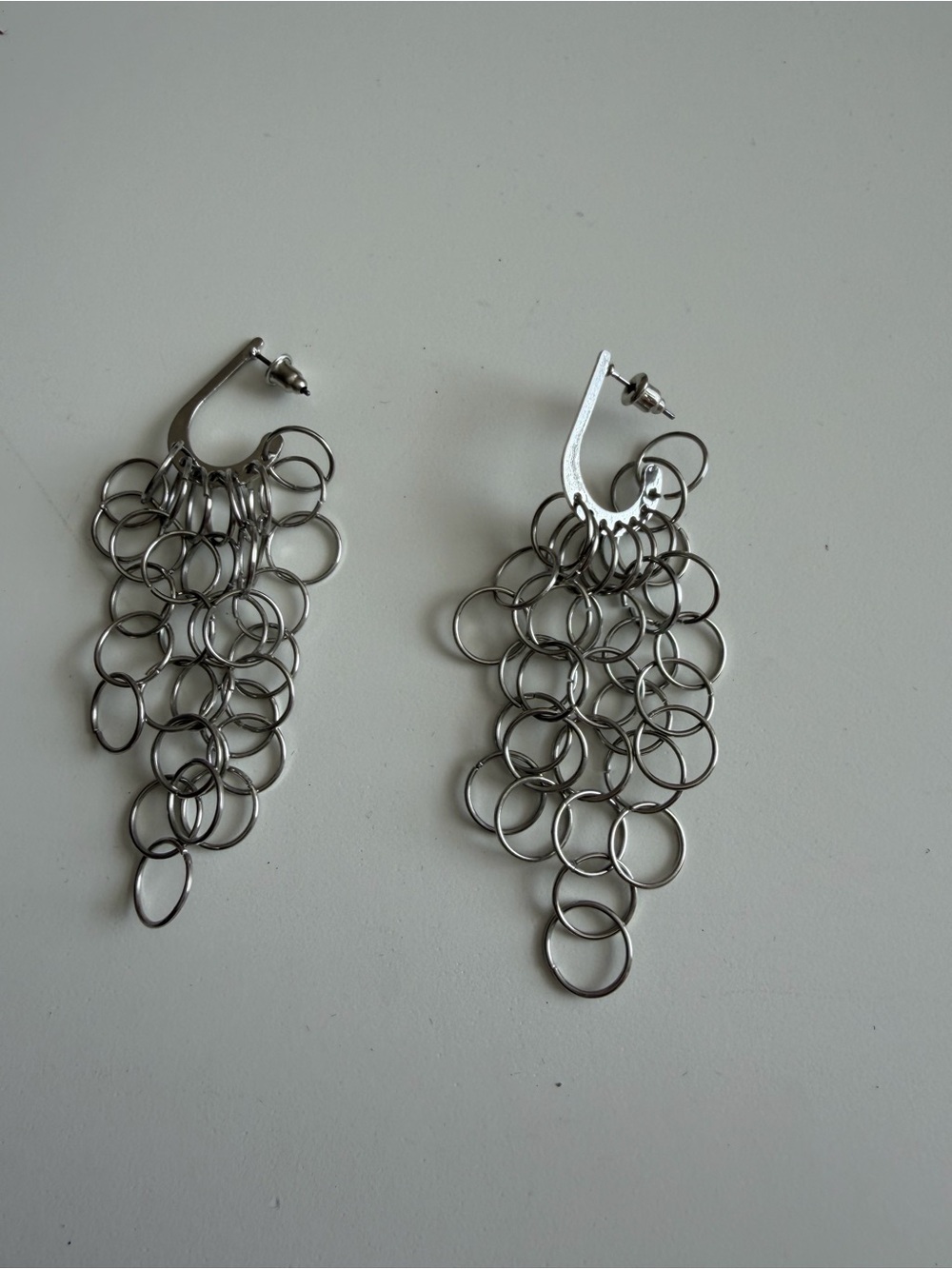 Silver Cascading Ring Drop Earrings - Women Jewelry
